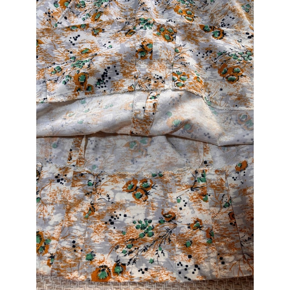 Unbranded Vintage 50s Fit & Flare Silk Dress Womens Small Orange Floral Pleated - Picture 4 of 9